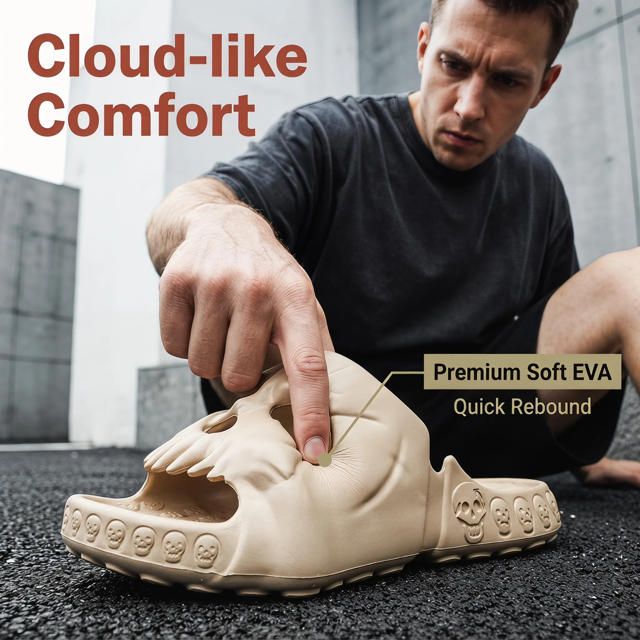 Men's Slippers New Personalized Skull Design Summer Outdoor Fun Slides Thick Bottom of Beach Non-slip Leisure Men Women Sandals view 3