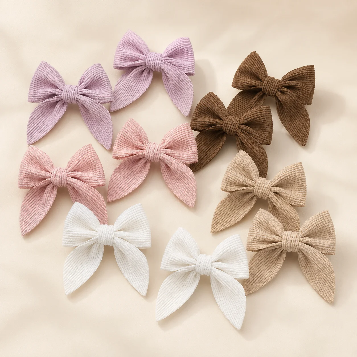 10Pcs Corduroy Bow Hair Clips for Girls Women Winter Warm Velvet Barrettes Hair Bow Accessories
