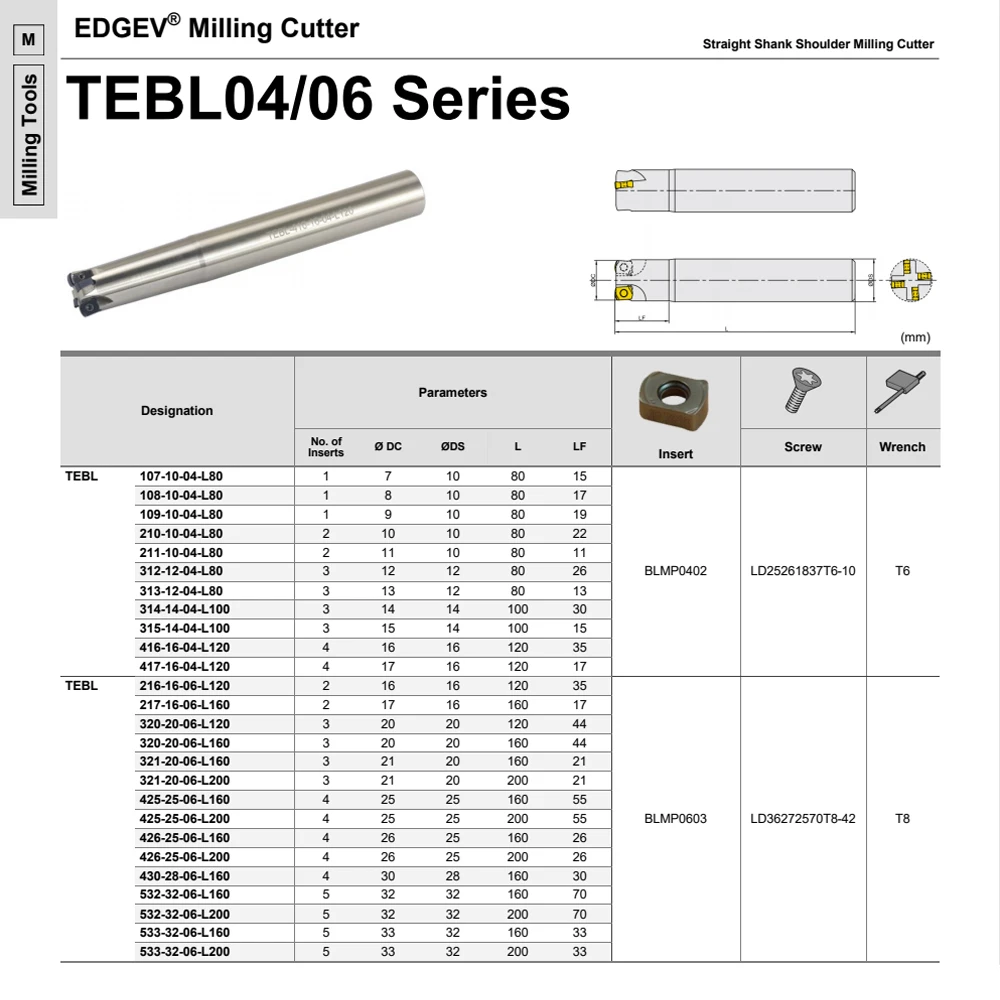 TEBL TEMBL fresa de doble cara de alta alimentación BLMP0603 BLMP0603R insertos de carburo fresadora cnc portaherramientas cortador BLMP