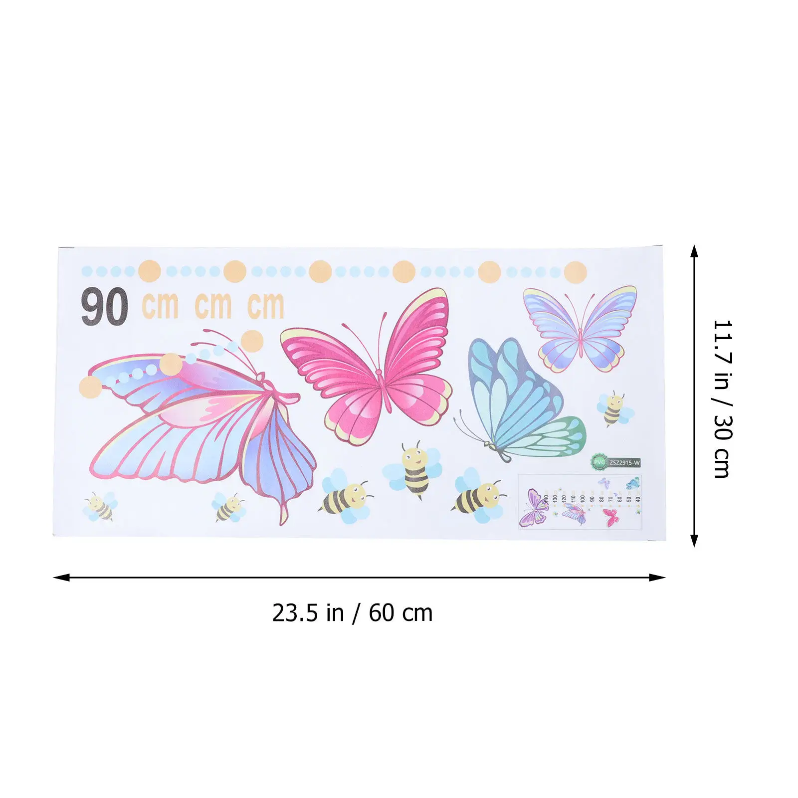 2 Sheets Colorful Butterfly Wall Stickers Height Measurement Kids Decal Baby Growth Chart Toddler Room Decor Nursery Walls