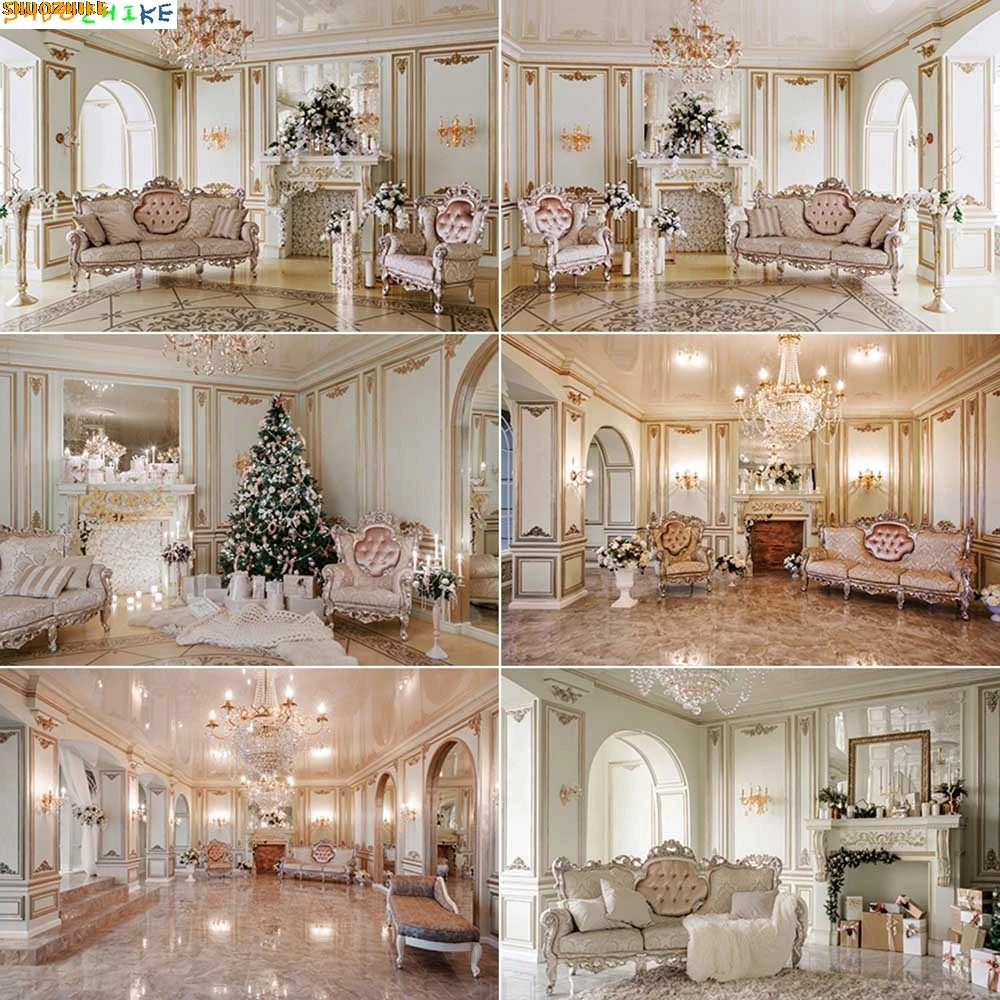 

Luxury Hall Photography Wallpaper Background Gold Shimmer Photo Wall Backdrops Professional Studio Photozone Accessories