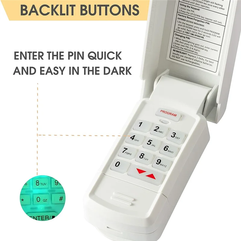 Universal Wireless Garage Door Opener Keypad GUK-R for LiftMaster Genie Chamberlain Craftsman Overhead Linear Wayne XY