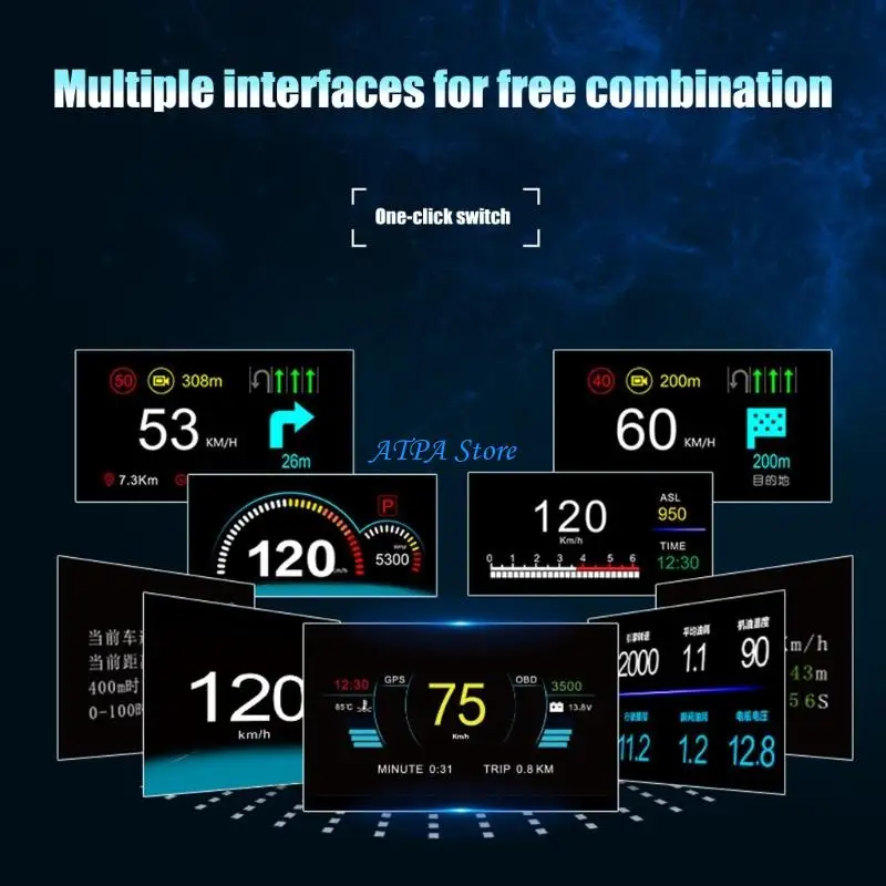 U13C In-Car Navigation Display with Route Information Simple Installation for Drivers
