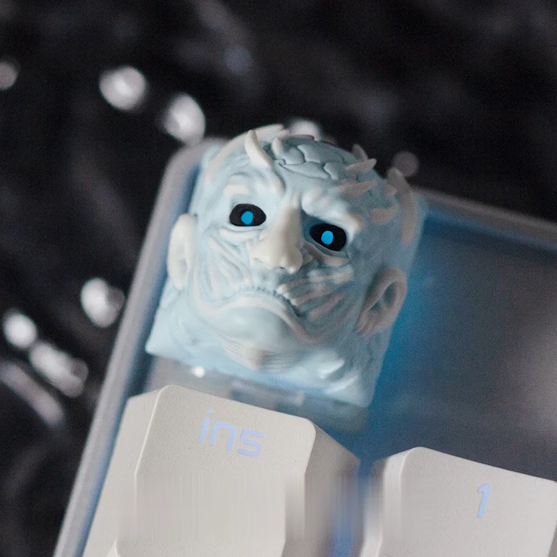 

Winter Monarch Artisan Keycaps - Frost Crown & Ice Dragon Motif for MX Cross Stem Keyboards, Medieval Fantasy Resin Keycap