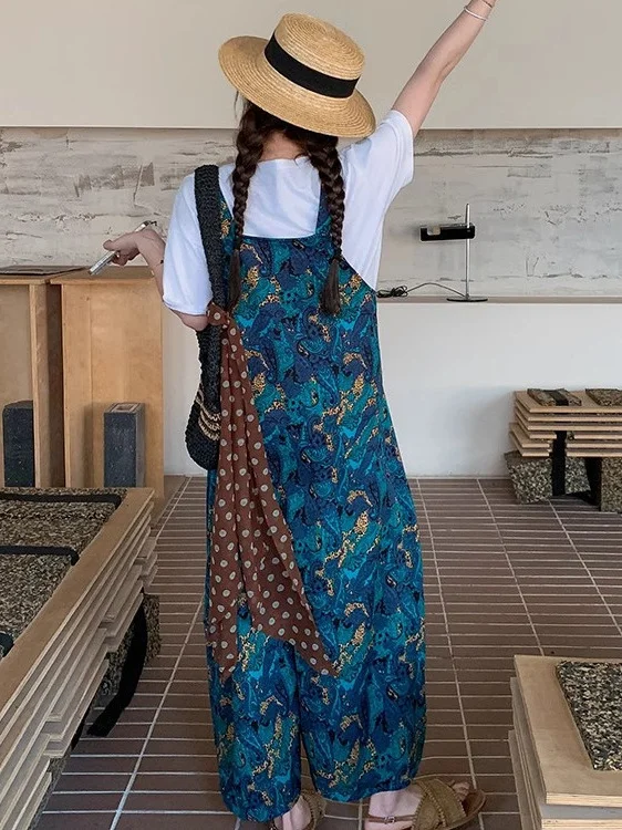 Pantaloni a gamba larga con stampa floreale Dopne Pantaloni estivi da donna nuovi con cinturino Sle Agel Gonna pantaloni larghi coreani