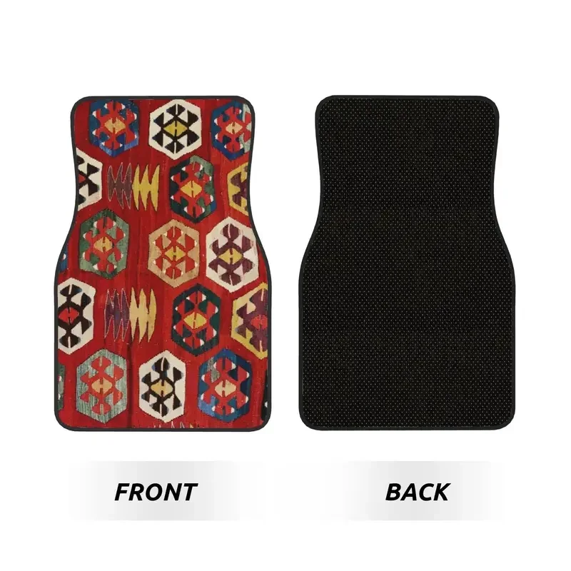 Mut Antique Turkish Mersin Kilim Print Car Floor Mats of 4 Pieces Crystal Velvet Universal Car Front Rear Carpets Foot Mats