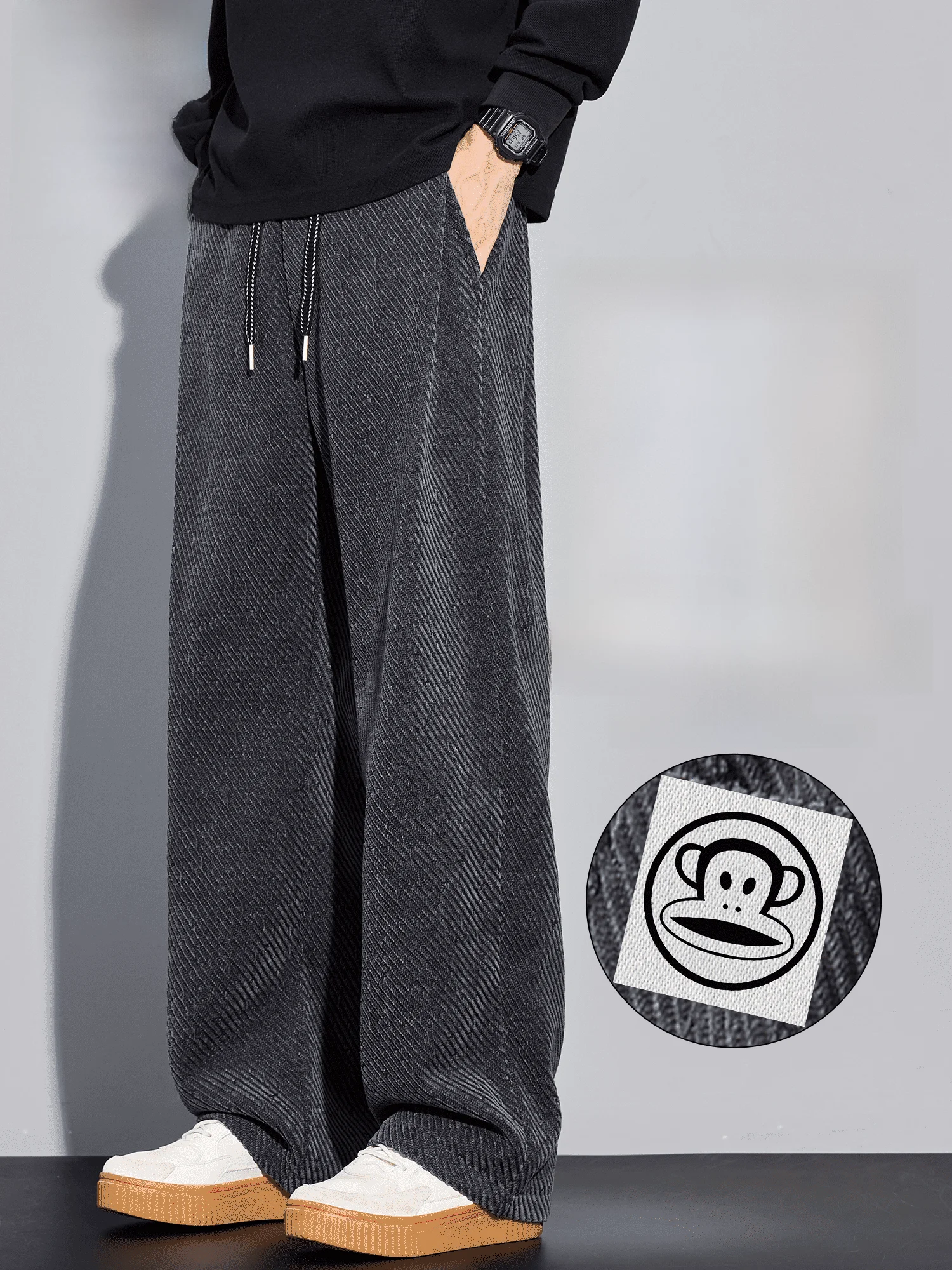 

Мужские повседневные брюки Paul Frank Heavyweight Drapey Straight Leg свободного кроя, новые, в полоску, универсальные, длинные, осенне-зимние