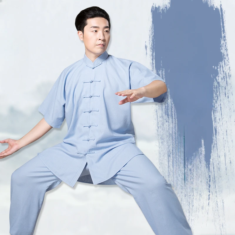 Flax Tai Chi uniform Taiji   Performance Clothing  Half Sleeve  Summer linen Short  Sleeve  Kung Fu  Suit  Uniform Chinese styl