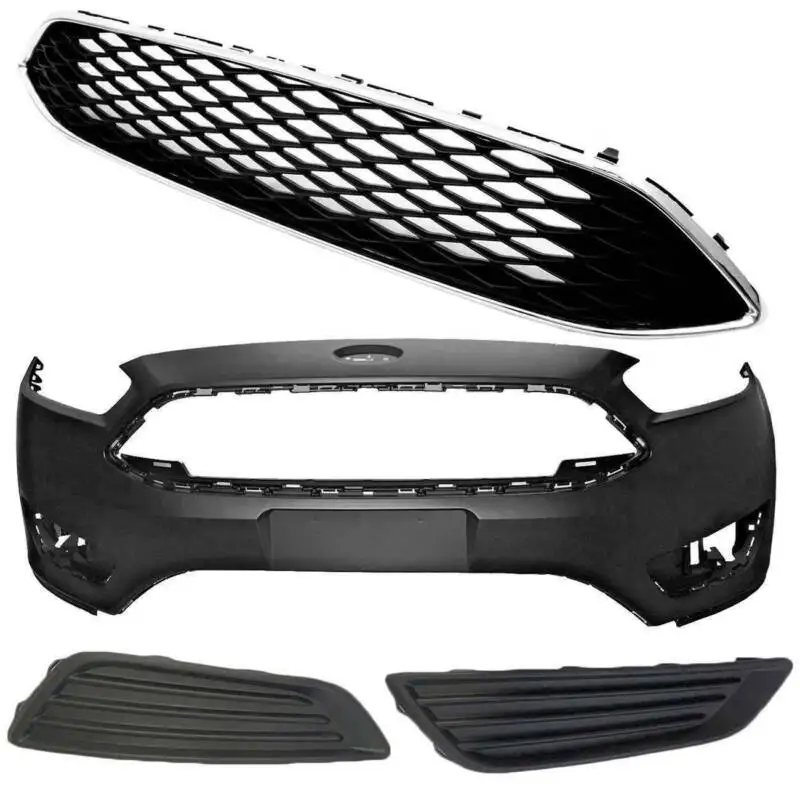 

Подходит для Ford Focus 15-18, 4 шт., передний бампер в сборе с верхней решеткой и крышкой противотуманной фары