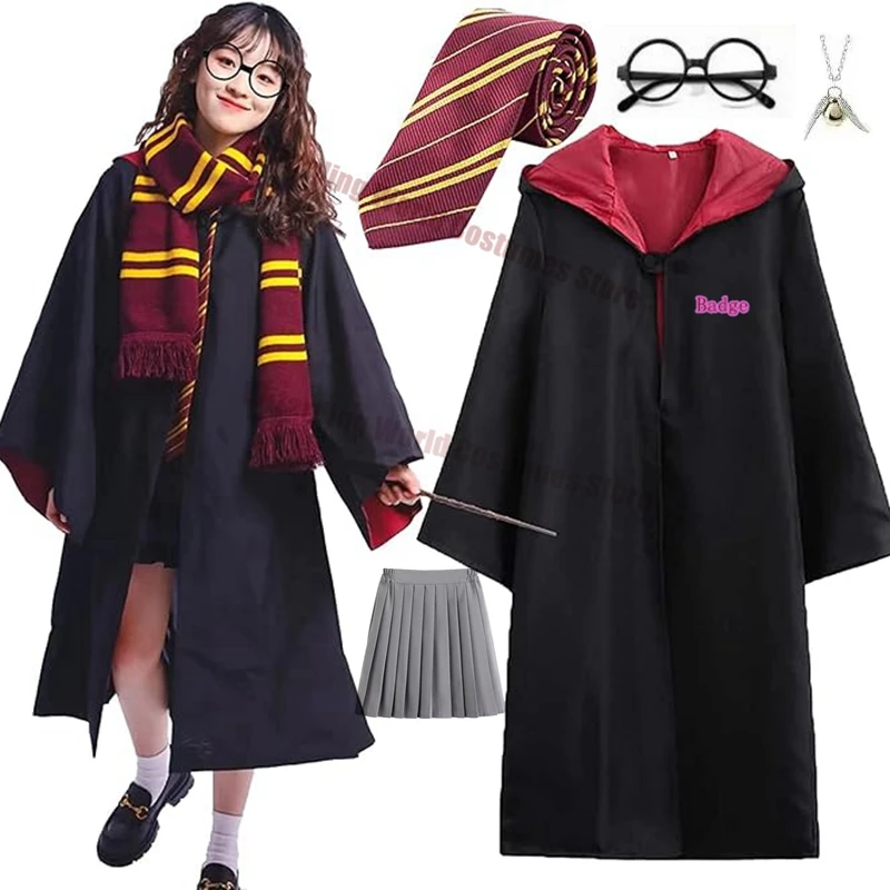 Горячий волшебный халат из фильма и ТВ, накидка, юбка, детский костюм Поттера, костюм Гермионы Грейнджера, одежда для косплея Поттера, аксессуары, подарок