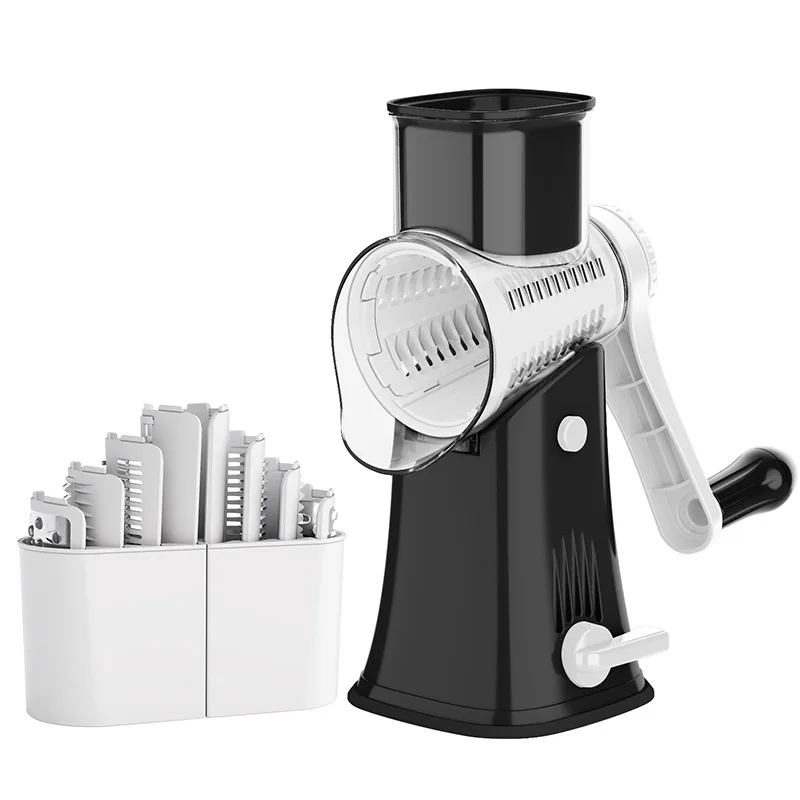 LMETJMA 5-in-1 rotierender Käsereibe, Schredder, Küche, Mandoline, Gemüse, Julienne-Schneider, Waffelschneider, Nusszerkleinerer JT247 3