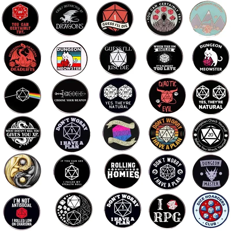 RPG Classics Board Game Cartoon Metal Badge Originality Lapel Retro Pin Backpack Hat Bag Decorate Fashion Player Collecting Gift