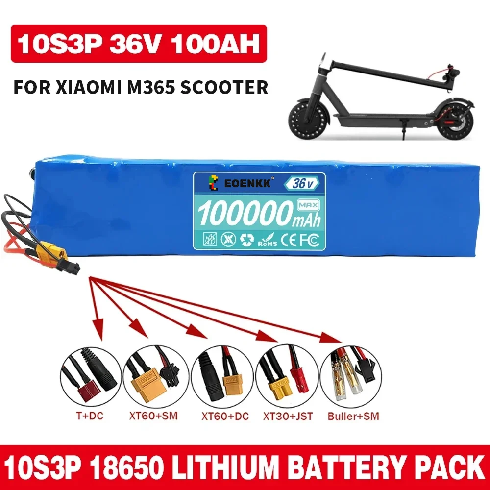 

EOENKK 36V 100000mAh 36V electric scooter battery pack 18650 lithium 10S3P 36VM365 electric scooter 36V battery scooter