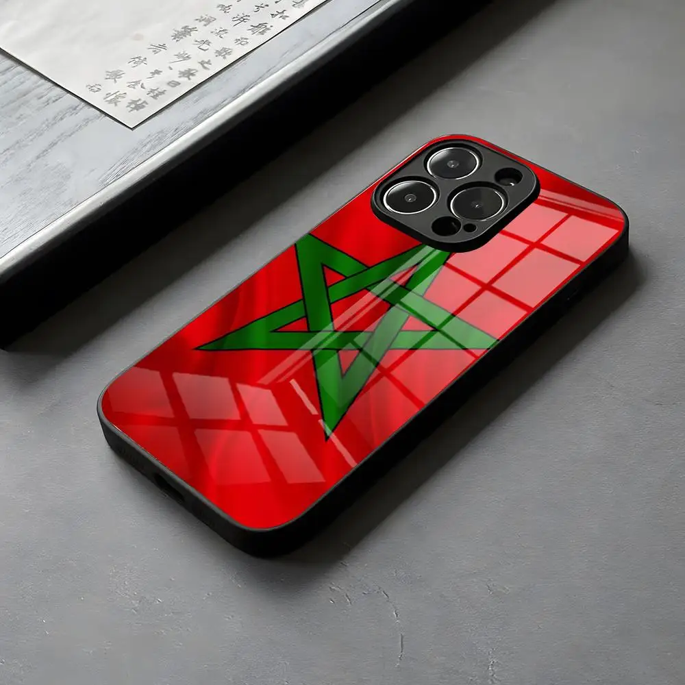 Morocco Flag Moroccan Unique Phone Case  for Iphone 15 13 12 14 11 Pro Max Mini X Xr Xs 8 7 Puls 6 glass