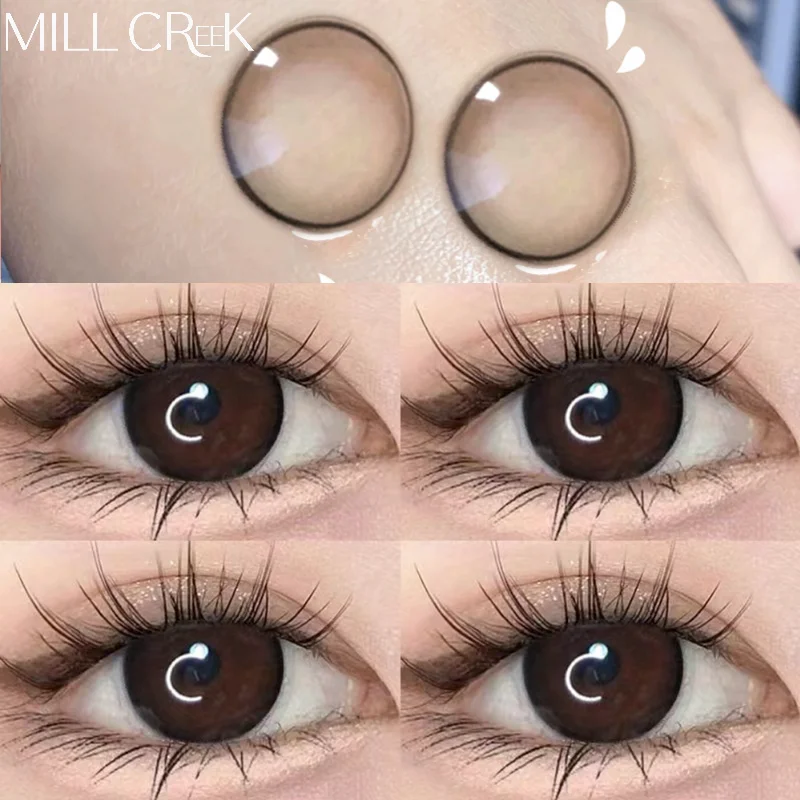 MILL CREEK 2Pcs Korea Colored Contact Lenses Brown Pupils for Eyes High Quality Eyes Contacts Black Lenses Makeup Yearly Use