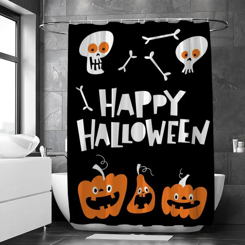 Black Shower Curtain Halloween Cartoon Mummy Polyester Anti-mold Waterproof Bathroom Curtains Bathtub Screen Decor Bath Curtain