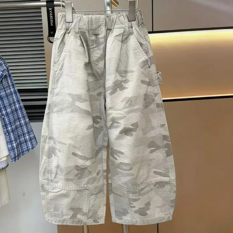 Kids Thin Loose Camo Cargo Pants Summer 2026 New Casual Long Middle Big Kids Quick Dry Pants