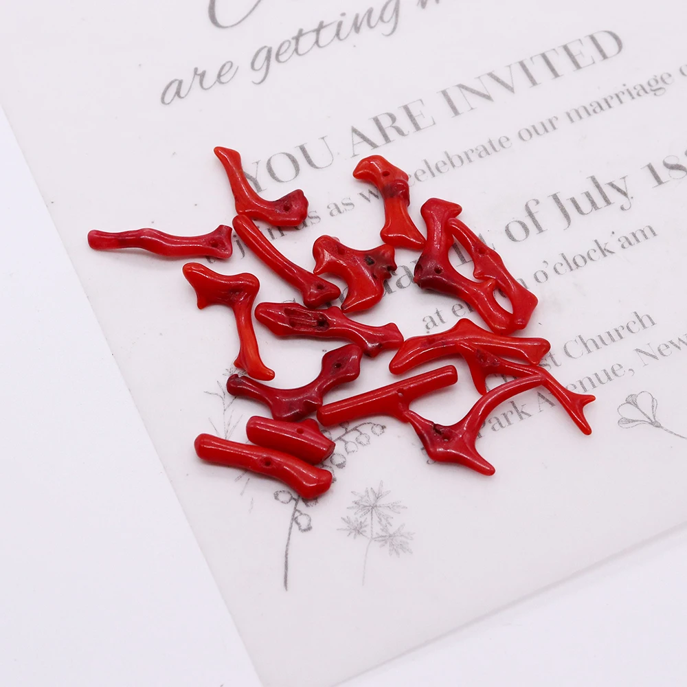 2023 New 1PCS Natural Coral Bead Red Irregular Branch Shaped Pendant Jewelry Making DIY Bracelet Necklace Earrings Charm Gift