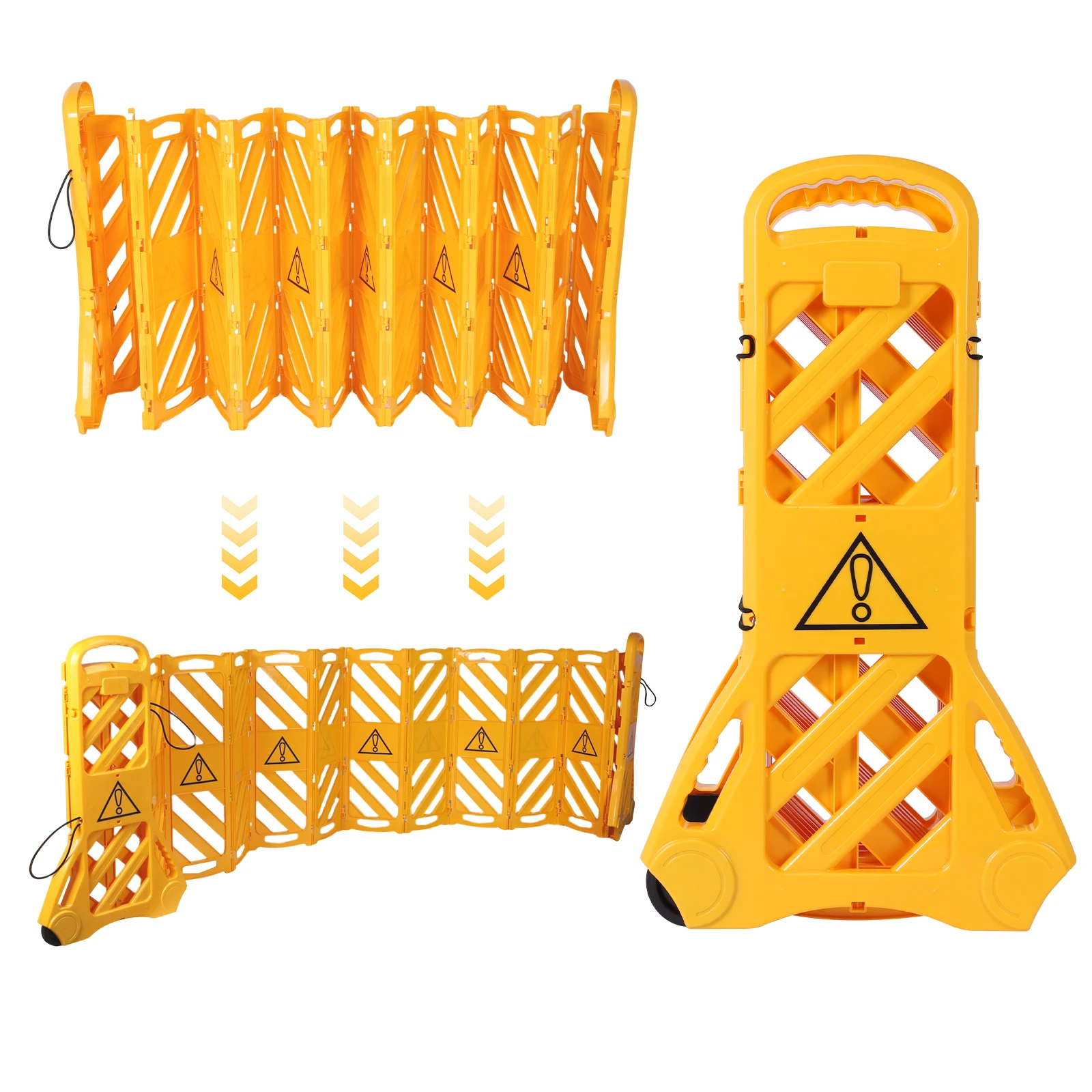 Puerta de barricada expandible con ruedas, barrera portátil plegable para construcción, control de tráfico, puerta de entrada