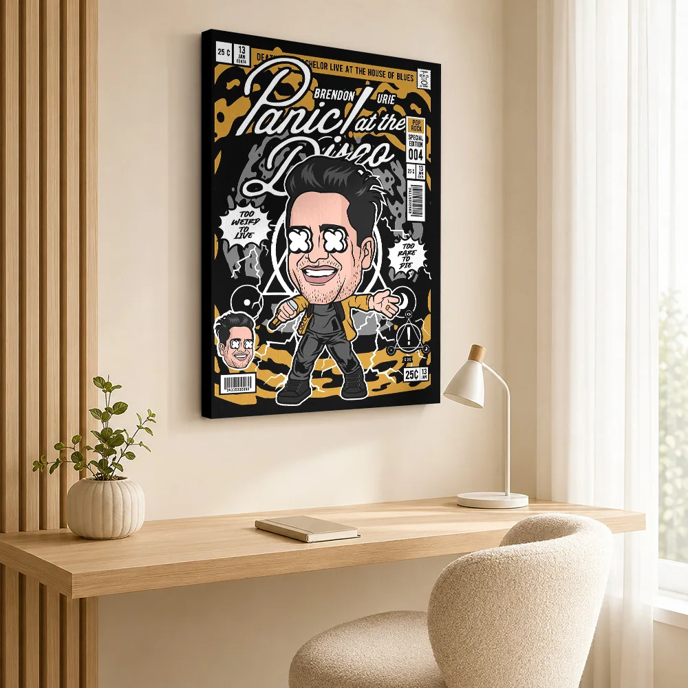 Brendon Urie Panic At The Disco Canvas Print Poster Customized Retro Music Wall Paintings Decoration for Bedroom Ready to Hang