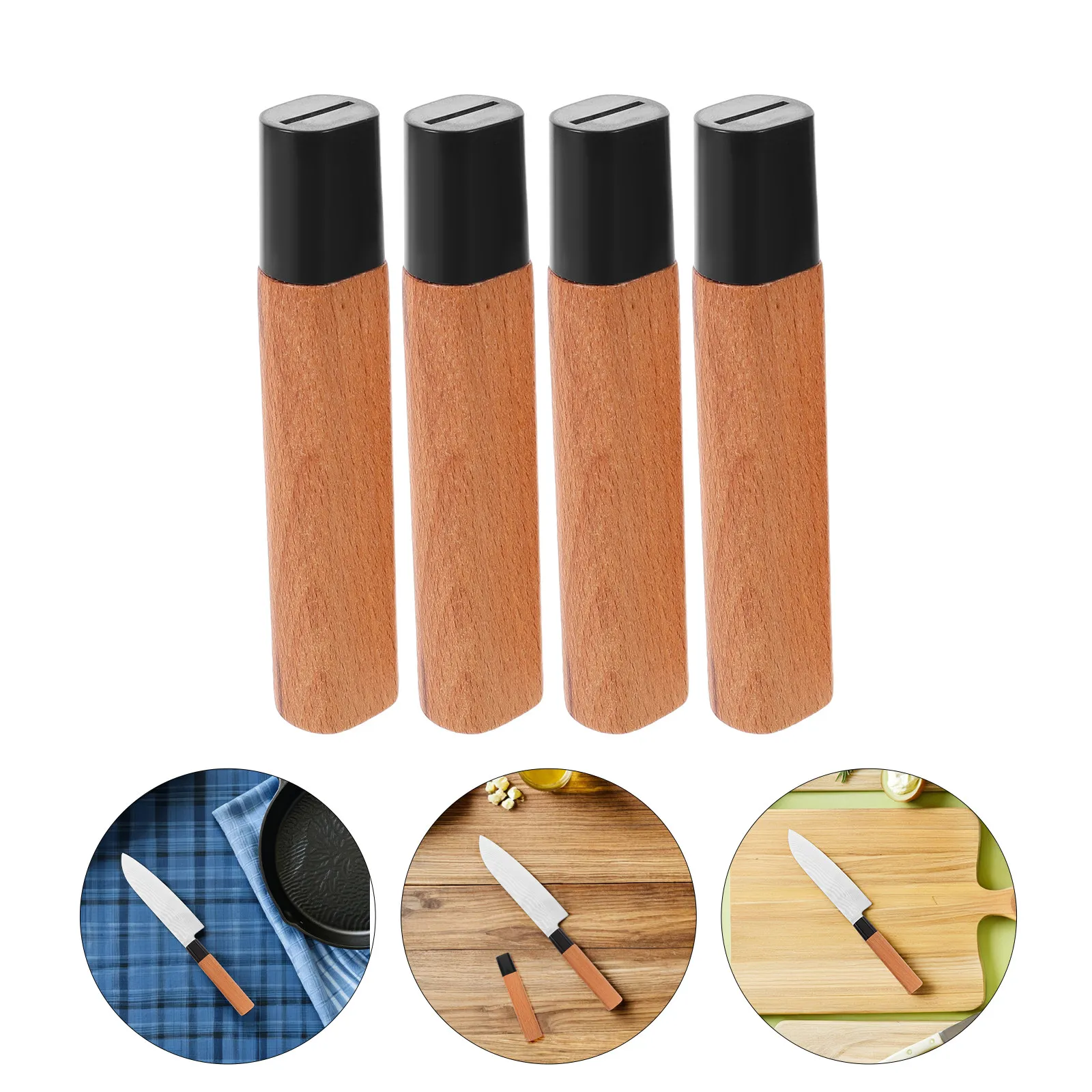 4Pcs Japanese Sashimi Knife Handle Replacement Wooden Nakiri Cutter Handle DIY Upgrade for Sushi Chef Knife Restoration Kitchen