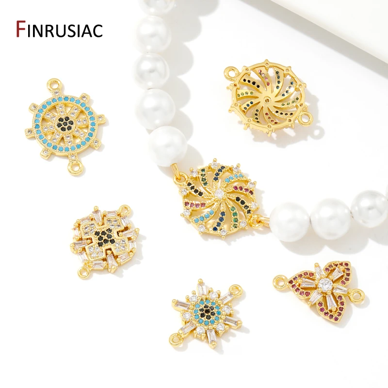 18K Gold Plated Brass Zircon Connector Charms,Connector For Jewelry,Charm Connector For DIY Necklace Bracelet Making Accessories - view 3