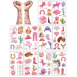 10 Sheets Cowgirl Temporary Tattoos Birthday Party Stickers Decorations Cowgirl Prop Western Rodeo Theme Favor Party Tattoos