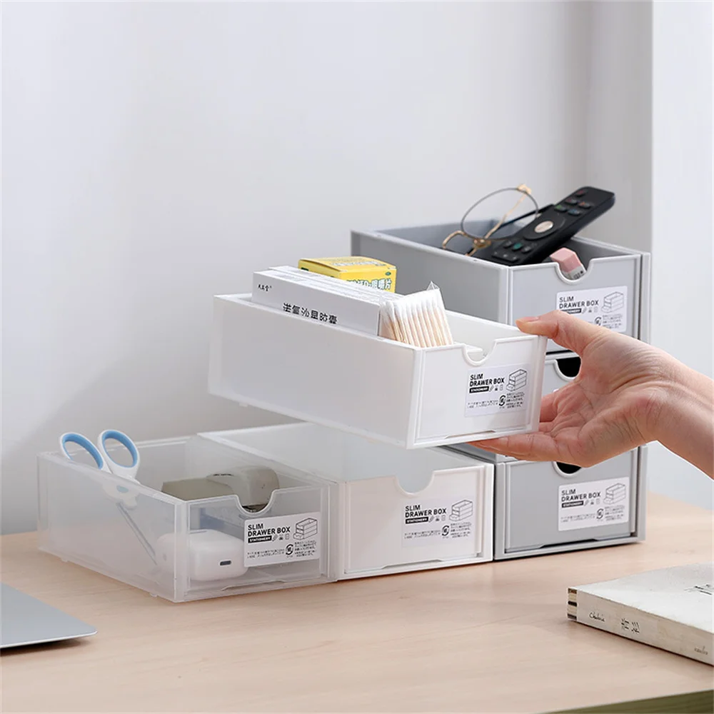 Desktop Drawer Organizer Cosmetic Storage Case Stackable Stationery Storage Shelf Home Office Sundries Organizer