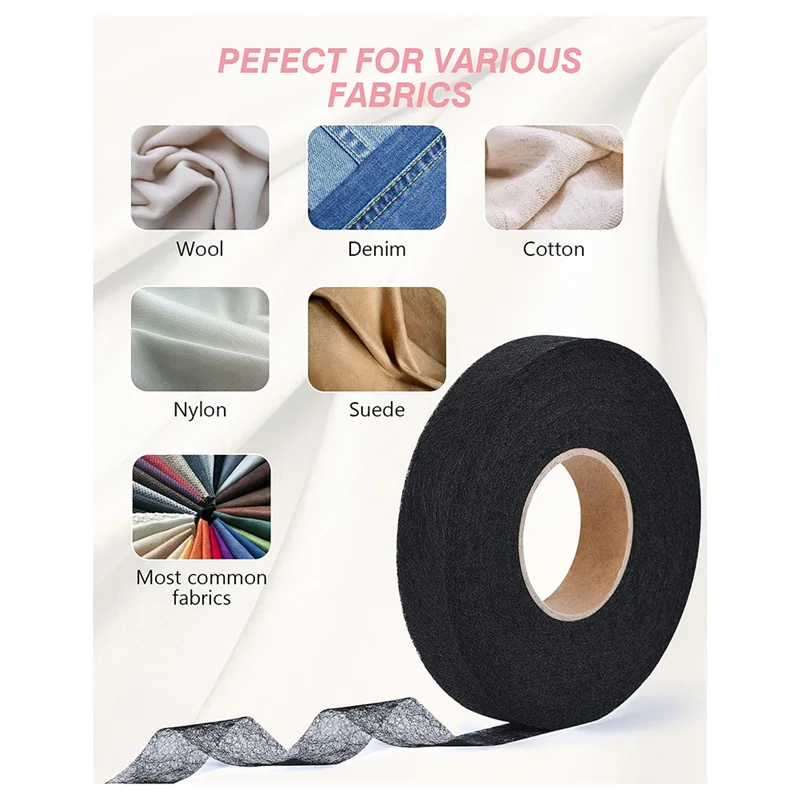 

【Promotion】Hem Tape No Sew Iron-On Hemming Fabrictape Adhesive With Scissors&Tape Measure - For Clothes A