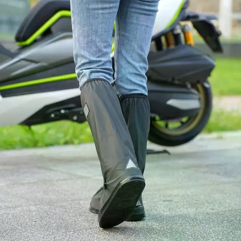 High-Tube Adult Outdoor Fishing Rain Boot Covers Reflective Strips Anti-Slip Wear-Resistant Portable Shoe Covers For Rain Shoes