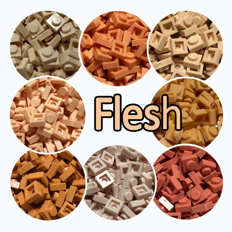 300PCS Flesh Color Plate 1x1 3024 Building Block Part Brick for Kids Pixel Art Remix Painting QR Code Gift Children DIY Toys