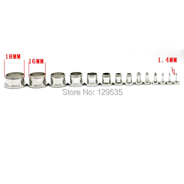 2Pieces 1.4 1.8 2 2.5 3 4 5 6 8 10 12 14 16 18mm Black White Pulley Stainless Steel Punk Men Pierced Earring Hollow Ear Expander