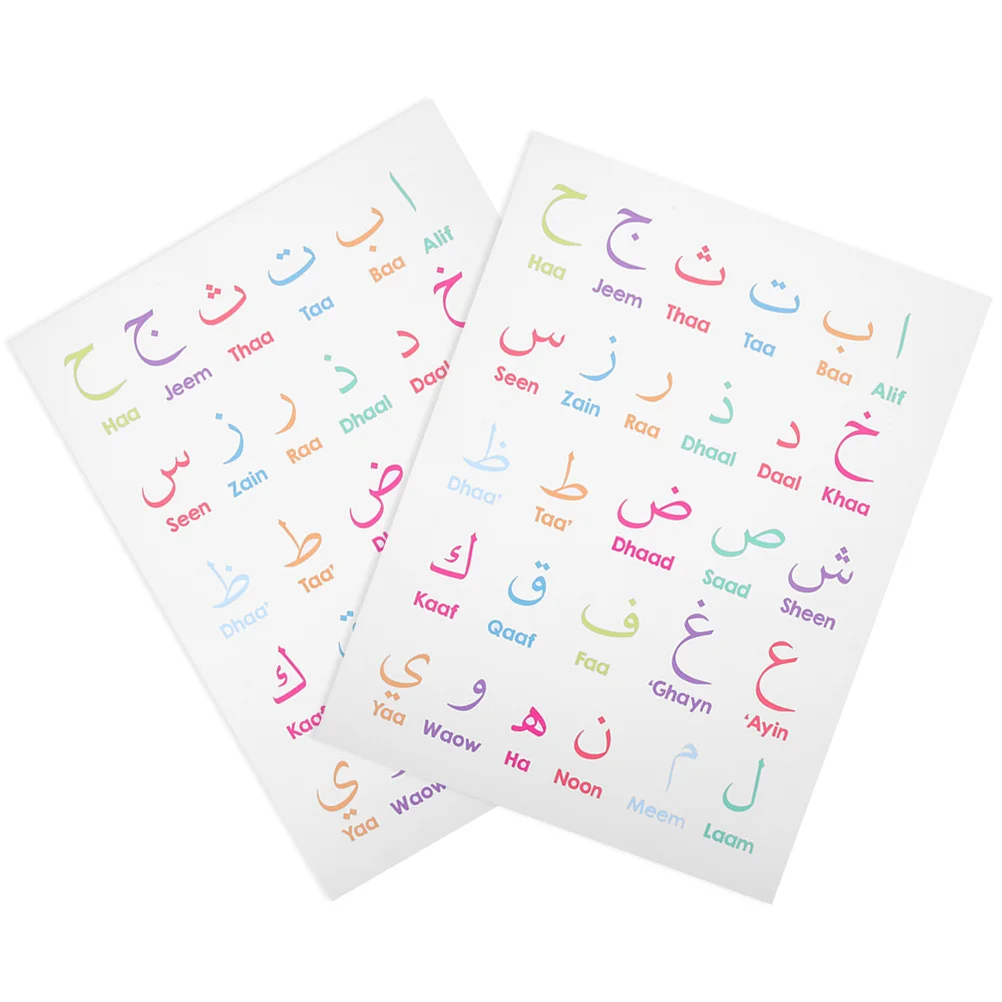 

2 Sheets Arabic Numerals Alphabet Chart Colorful Wall Decor Digital Toddler Learning Posters Bright Letters Bedroom Living Room