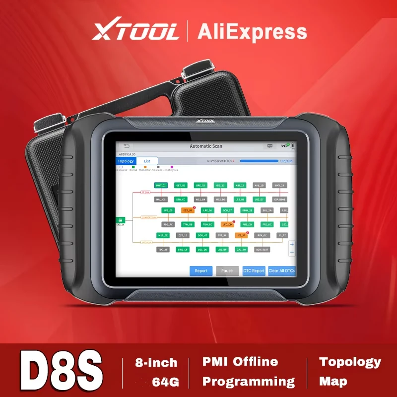 XTOOL D8S 2.0 All System Diagnostic Tool D8 S Bidirectional Control Scanner Topology Map ECU Coding 42+ Resets Auto OBD2 Scanner