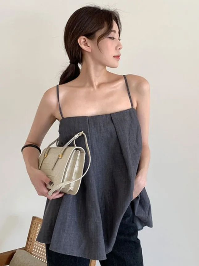 

Sexy Summer Slimming Off-oulder Ruffle Design Color Women's Tank Top Chic Clavicle Loose Fit Faionable