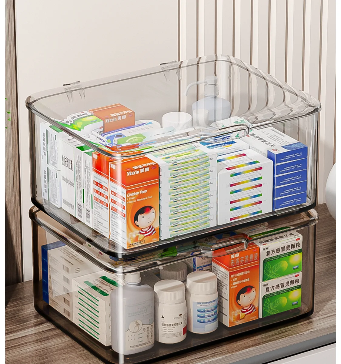 

Storage box with dust-proof lid, desktop storage box, medicine storage, large capacity cosmetics storage basket