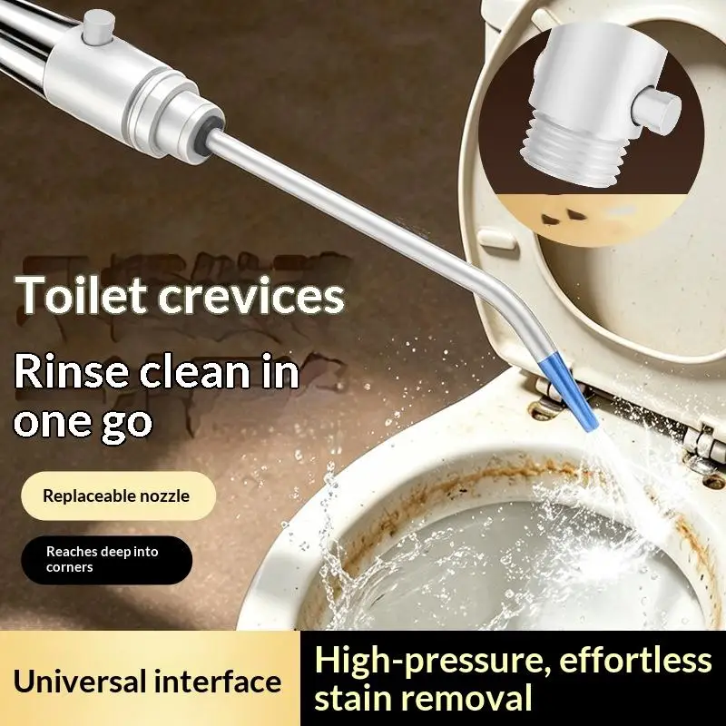 High Pressure Curved Spray Nozzle 1/2'' Universal Interface for Toilet Gap Deep Stubborn Stain Cleaning Home Bathroom Use