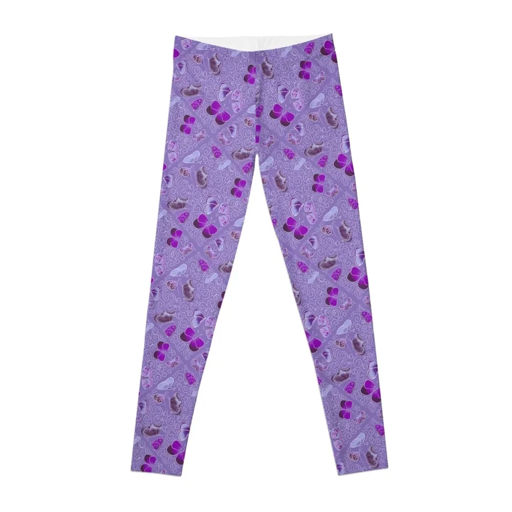 

Purple Butterflies Diamond Dots Leggings sports tennis for Sportswear woman gym for girls Womens Leggings