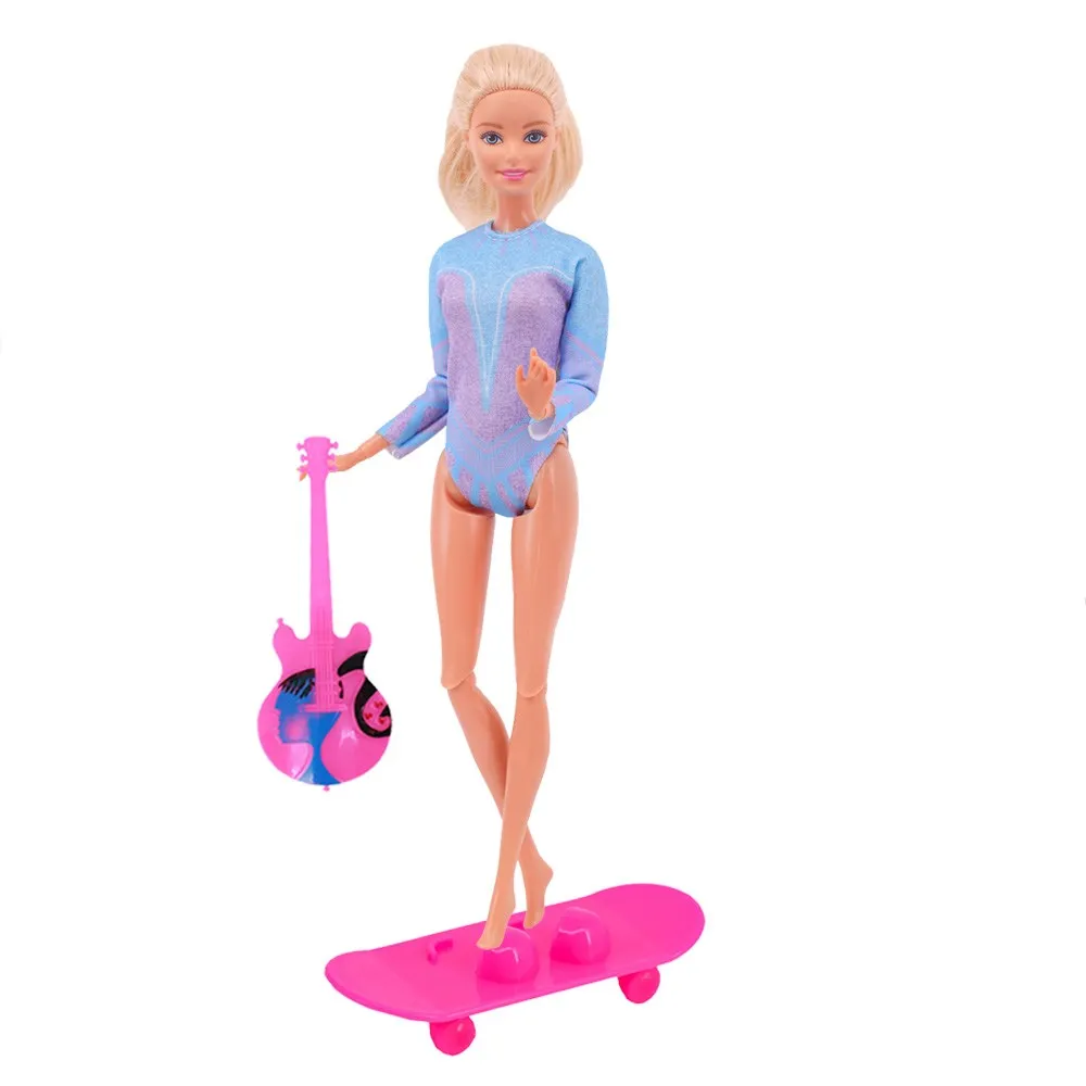 3Pcs/Set Barbies Doll Clothes=1*Barbie Swimsuit+1*Guitar+1*Skateboard For Barbie Doll 1/6 BJD Blythe Doll Bikins Bathing Clothes