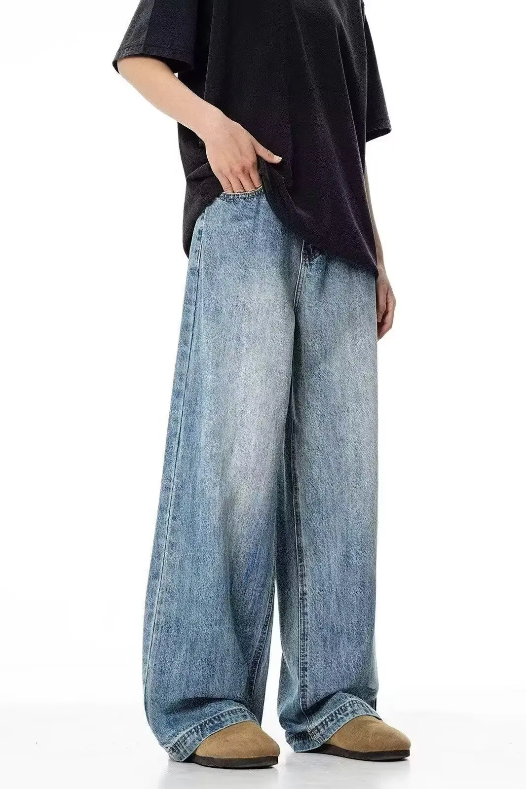 Baggy Vintage Mann Frauen Blue Jeans Koreanische Mode Breite Bein Denim Hosen Casual Harajuku Amerika Stil Klassische Hosen