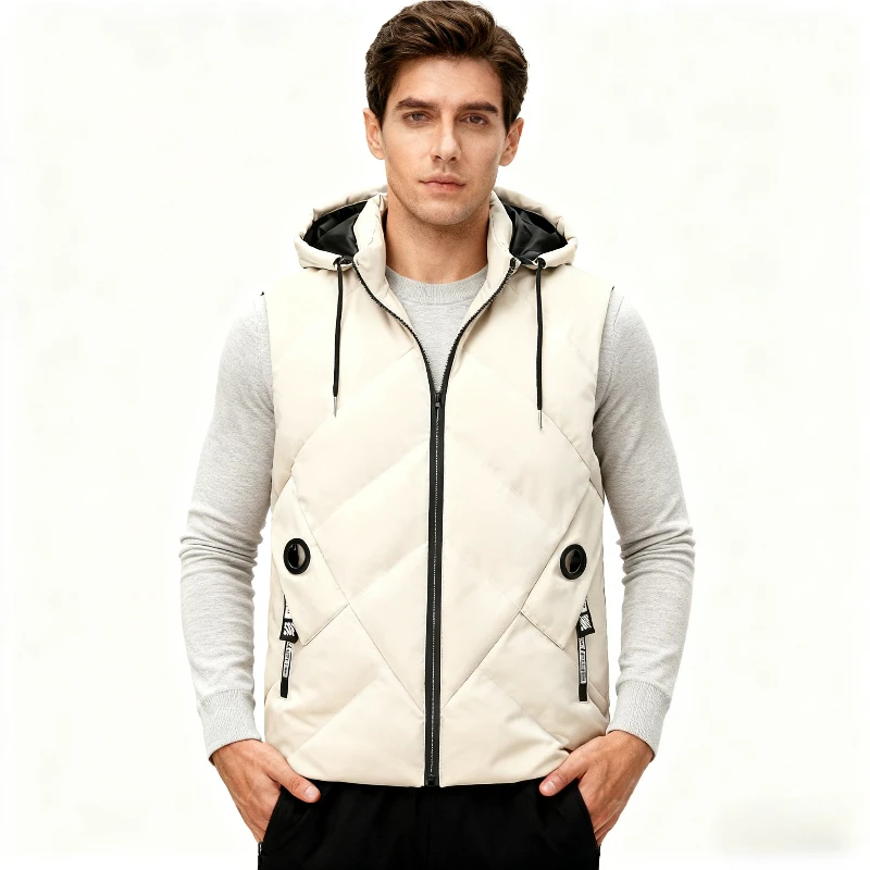 

2025 New Autumn and Winter Men's Cotton Vest, Thickened Jacket, Youth Padded Vest, Sleeveless Coat