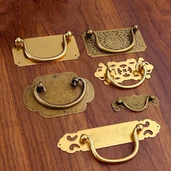 Antique Brass Bookcase Handle Cabinet Door Closet Wardrobe Pure Copper Chinese Kitchen Handle Antique Furniture Accessories