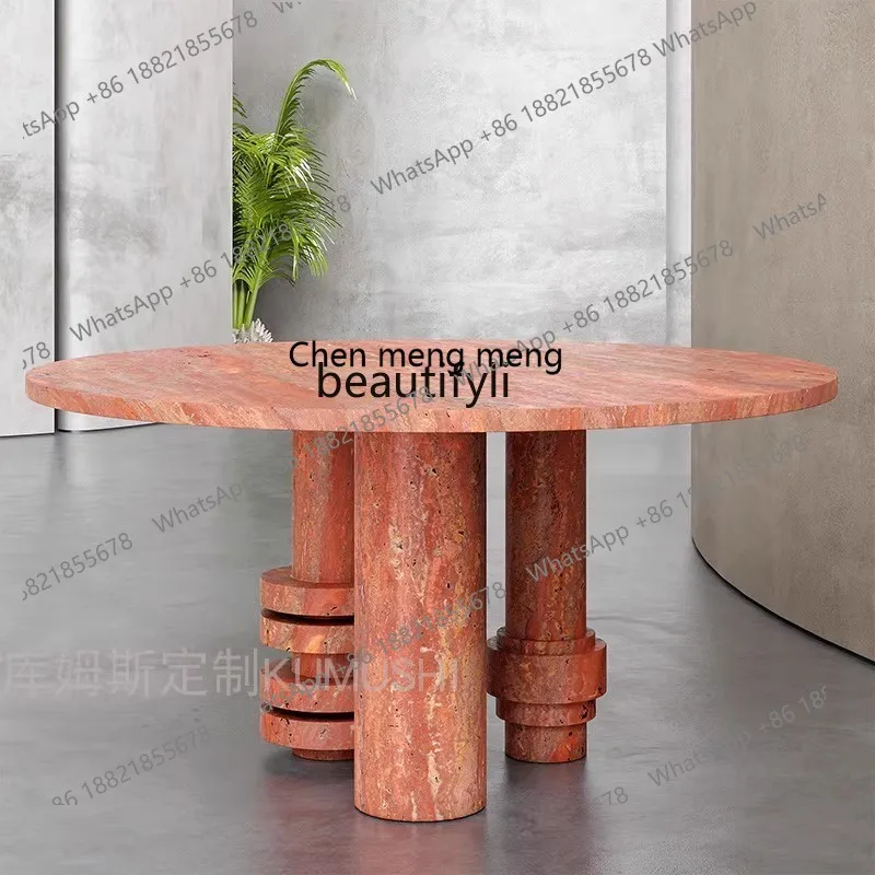 Natural, retro tableware, original texture medieval furniture, light luxury round table