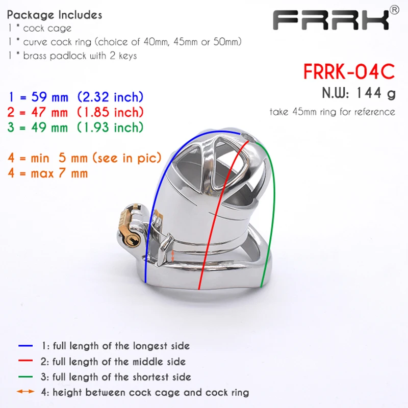 FRRK Metal Chastity Cage for Male Bondage Belt Device Steel Hand Polish Penis Rings NOT HT V BDSM Sex Toys Lock the Cock