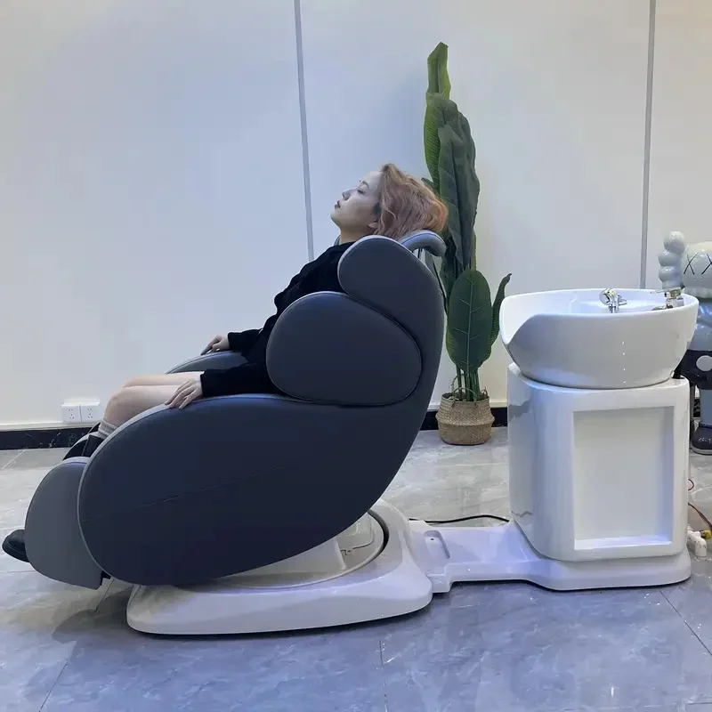 Professional Thai Spa Shampoo Bed Salon Hair Washing Chair Hydraulic Basin Hair Salon Barber Beauty Shampoo Station Furniture 1
