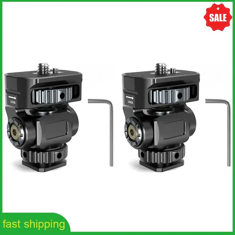 A010 2X DSLR Camera Clamp Adjustable Monitor Mount W Cold Shoe 1/4 Screw For Camera Monitor Flash Light Mic Hot Shoe Bracket