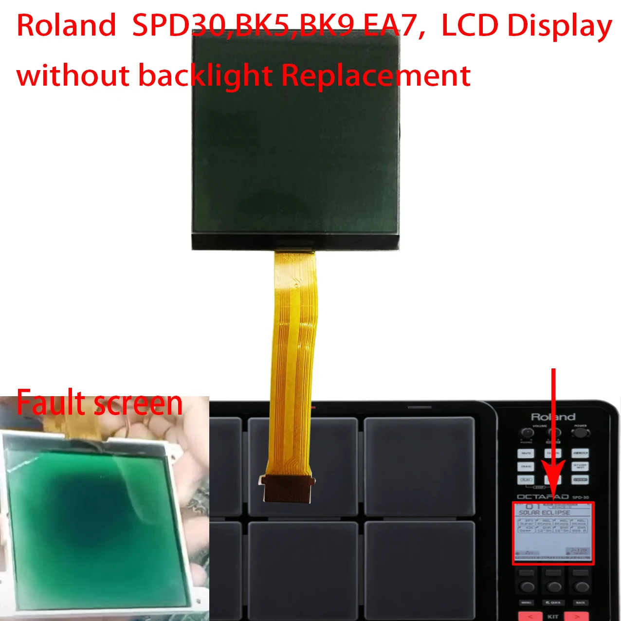 Original New LCD Display Without backlight CMF2P0399 For Roland SPD-30 SPD30 E-A7 EA7 BK9 BK-9 BK5 BK-5