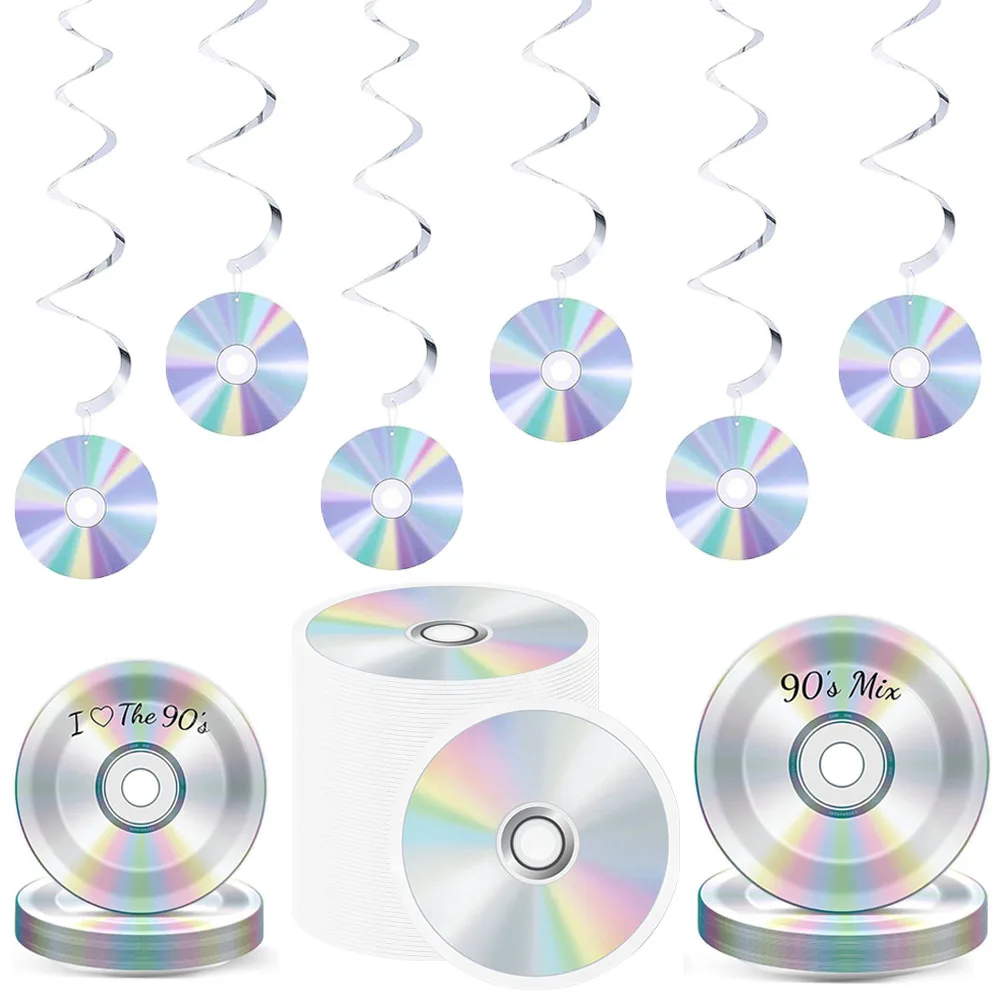 Vajilla desechable con tema de disco de CD, platos de "7" y "9", servilletas para CD de los años 80 y 90, suministros de decoración para fiesta de música Disco Retro