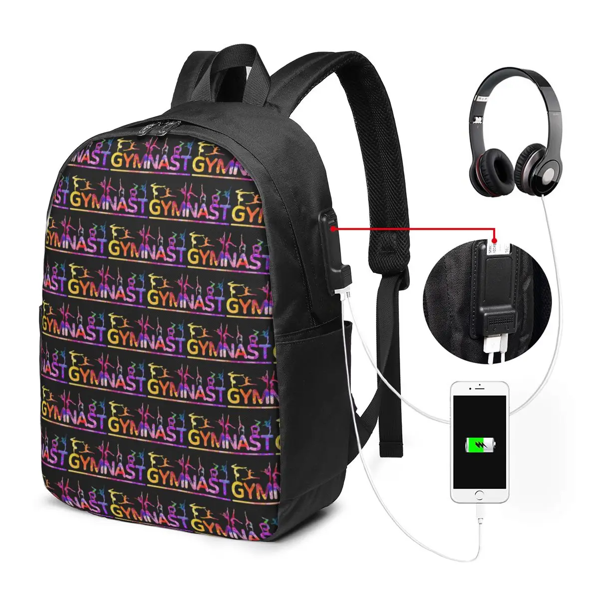 Yoga Sport Gymnastics Watercolor Workout Backpack Travel Notebook Bag Computer College Student School Bag Laptop Shoulder Bags