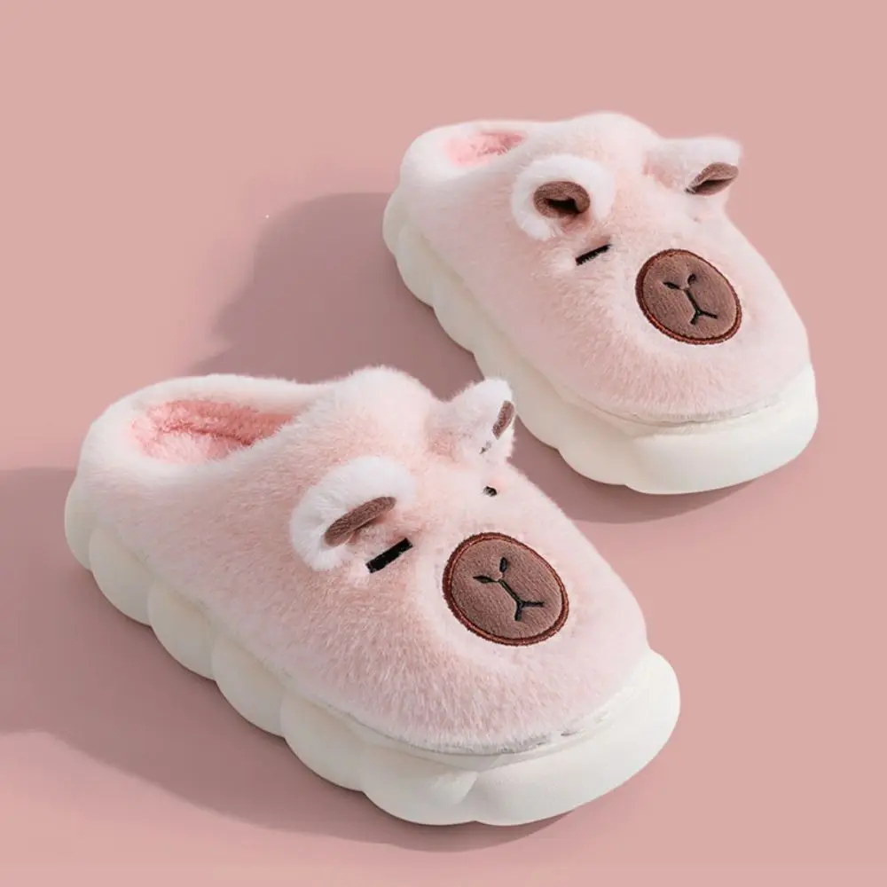 Houseshoes الشتاء كابيبارا النعال رشاقته الدافئة المضادة للانزلاق الكرتون فروي النعال لينة لطيف دفئا المنزل أحذية قطنية زوجين